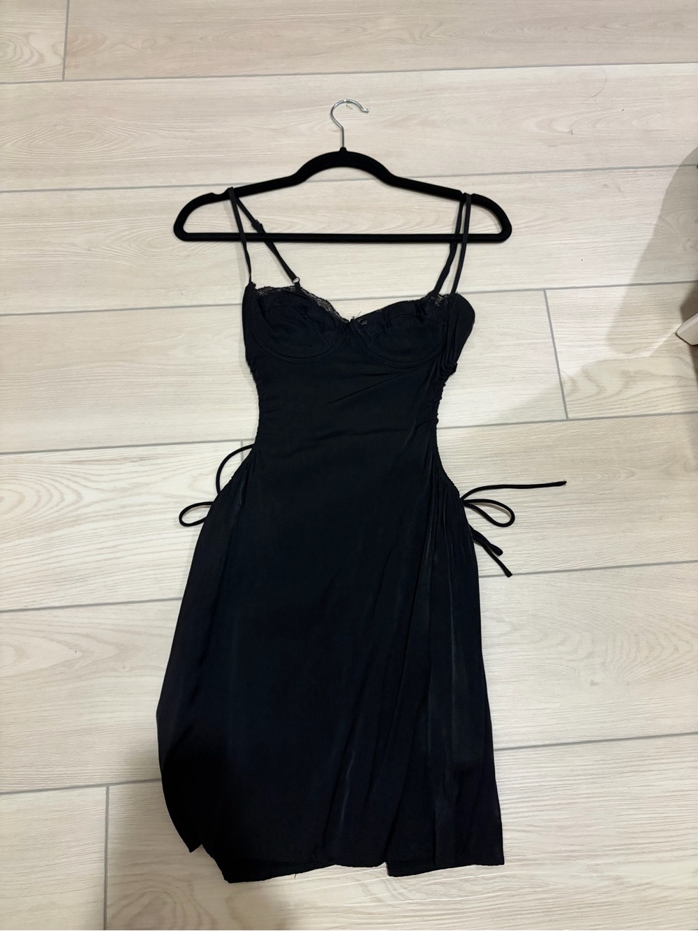 Princess Polly Black Lace Bust Slip Dress with Side Ties